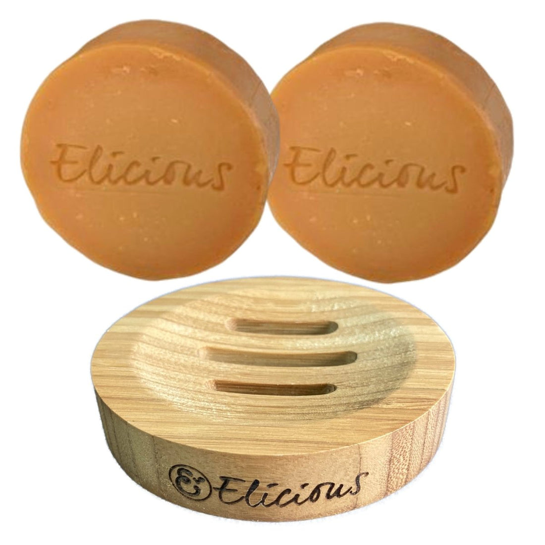 2 Stuks shampoobars Serene Sandalwood + schaaltje van duurzaam bamboe - Elicious