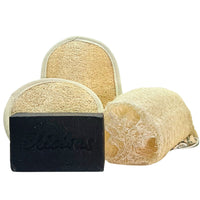 Natuurlijke zeep Charcoal Lavender & Biologisch afbreekbare Loofah scrub set - Elicious