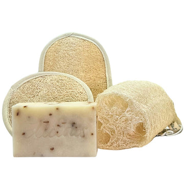 Natuurlijke zeep Lavender Heaven & Biologisch afbreekbare Loofah scrub set - Elicious