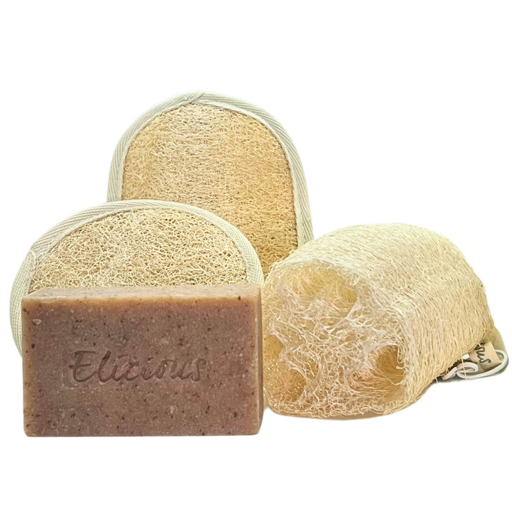 Natuurlijke zeep Orchid Vanilla & Biologisch afbreekbare Loofah scrub set - Elicious