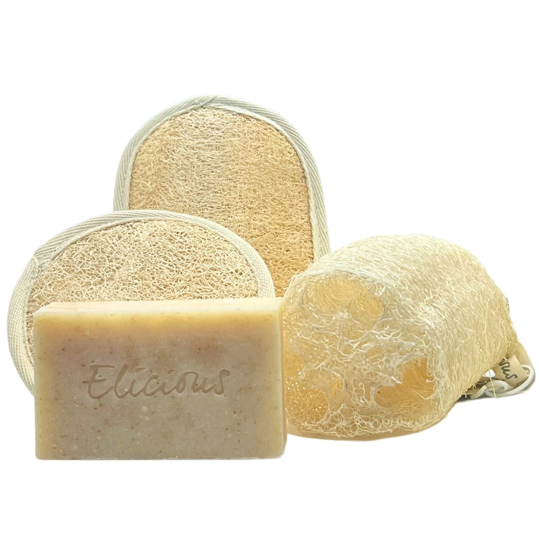 Natuurlijke zeep Relaxing Jasmine & Biologisch afbreekbare Loofah scrub set - Elicious