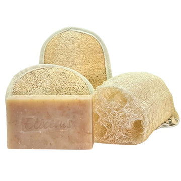 Natuurlijke zeep Soothing Coconut & Biologisch afbreekbare Loofah scrub set - Elicious